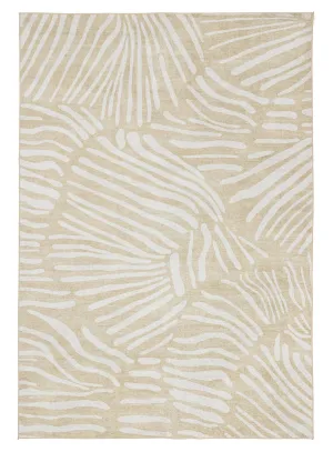 Faya Beige Palm Print Washable Rugmodern color block patchwork rug