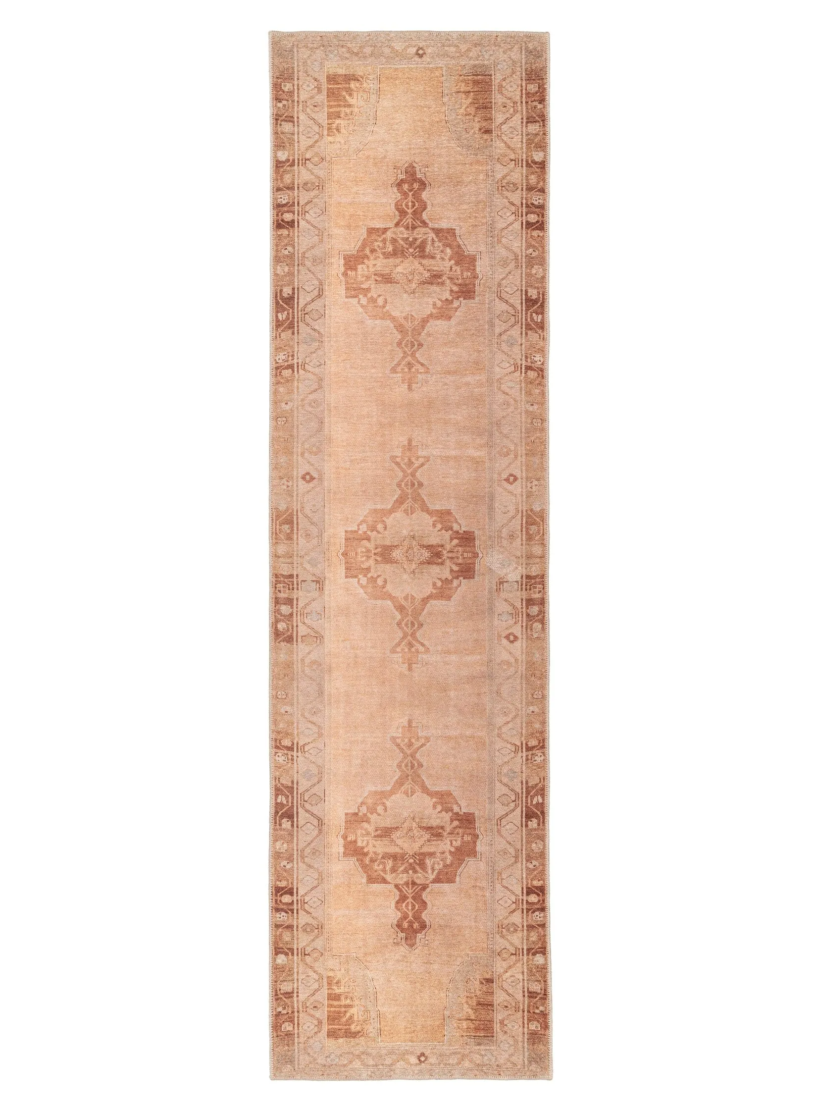 Feliza Cream and Rust Medallion Washable Runner Rugmodern color block patchwork rug