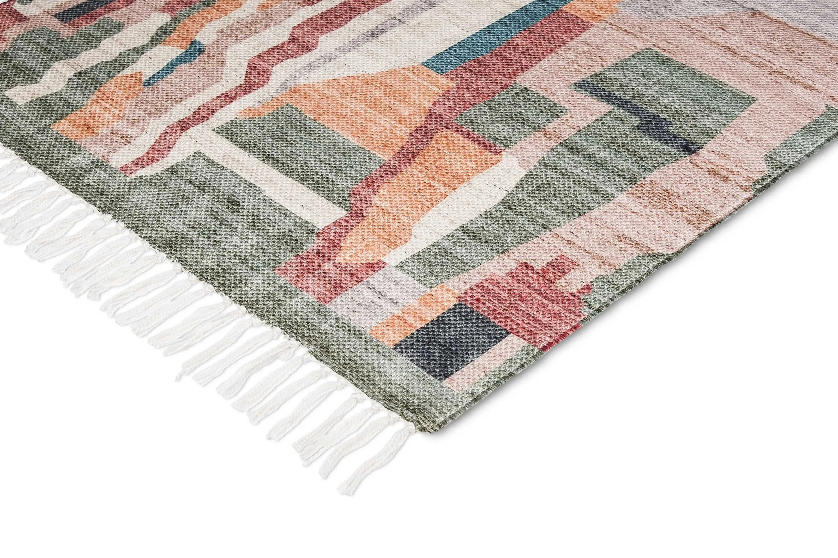 Fern Green and Orange Multi-Colour Abstract Tribal Indoor Outdoor Runner Rug *NO RETURNS UNLESS FAULTY