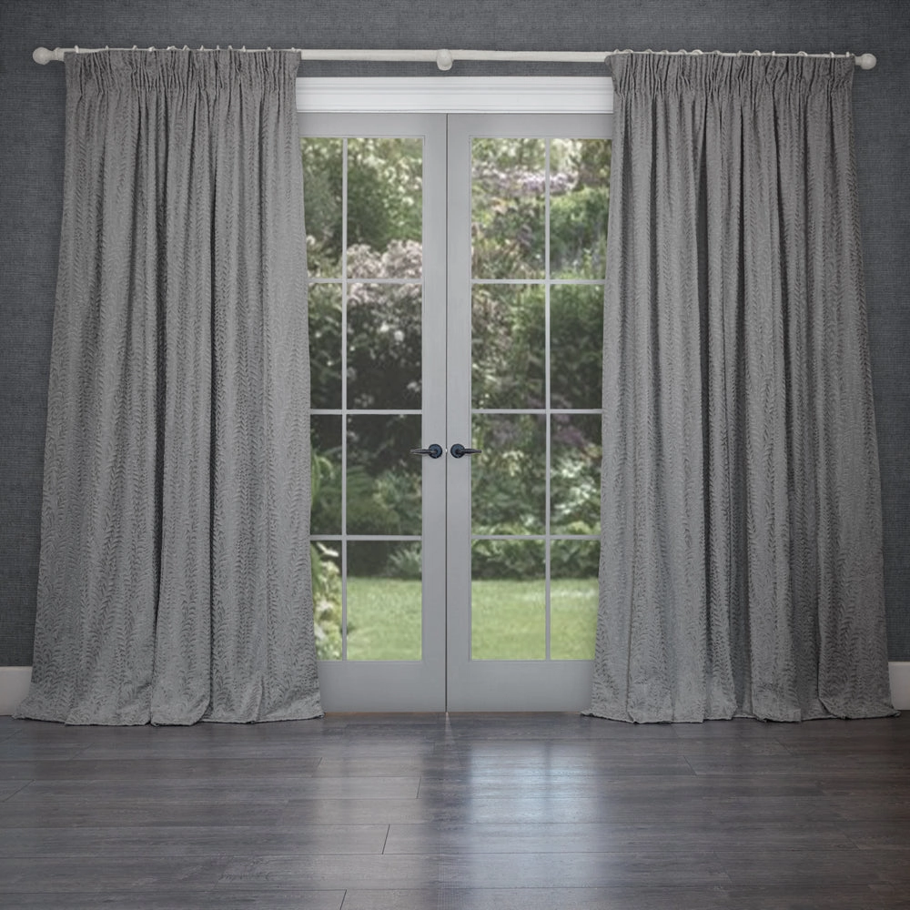 Fernbank Embroidered Pencil Pleat Curtains Dove