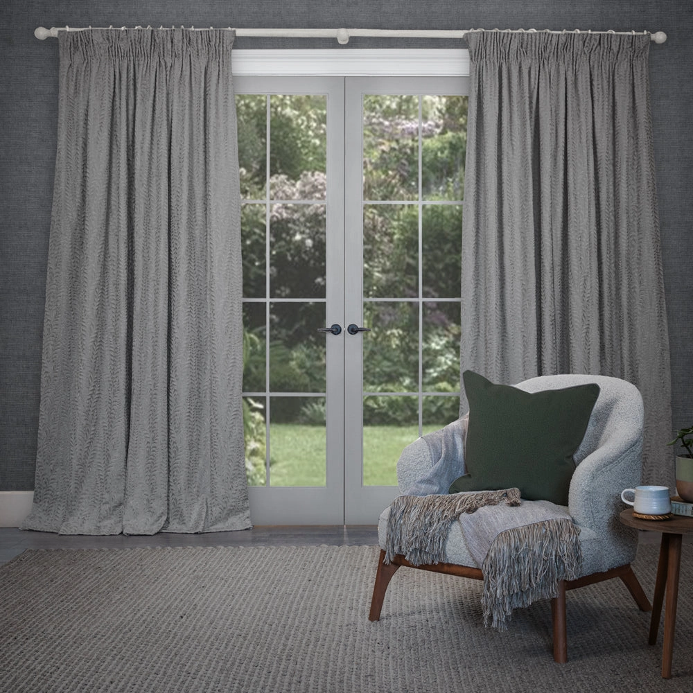 Fernbank Embroidered Pencil Pleat Curtains Dovebedding sets ,throw blankets 