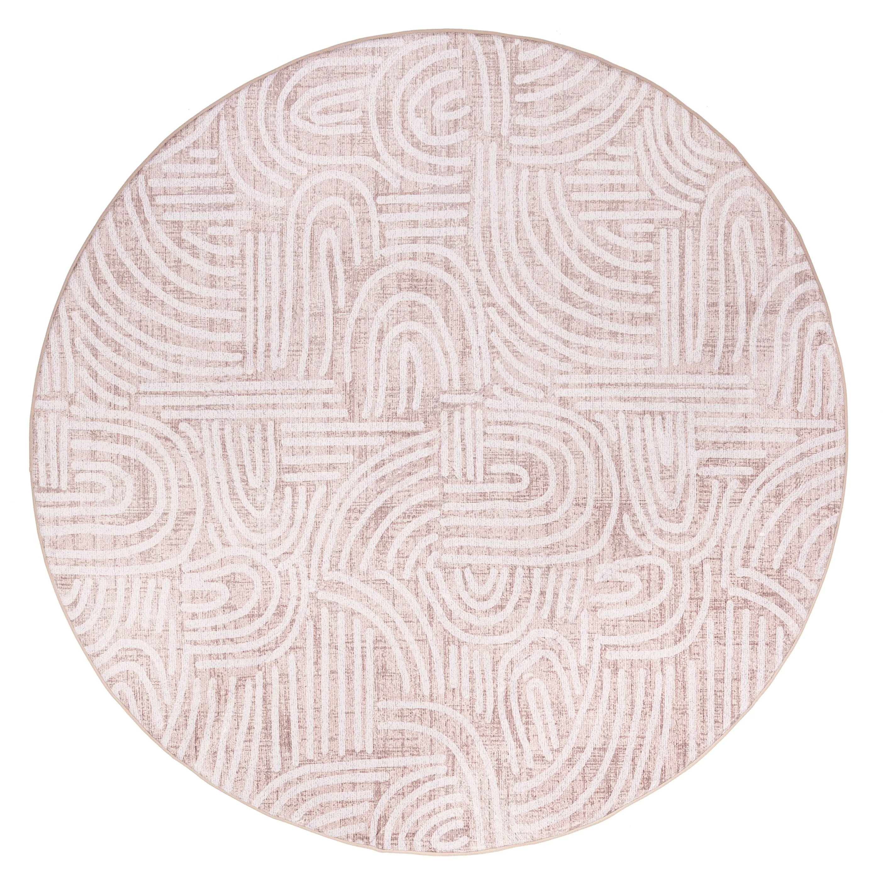 Fifi Cream Plush Rollie Pollie Round Playmatmodern color block patchwork rug