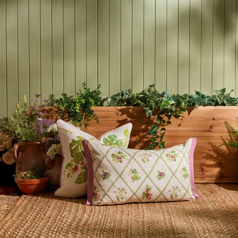 Fig Trellis Printed Outdoor Cushion Purple