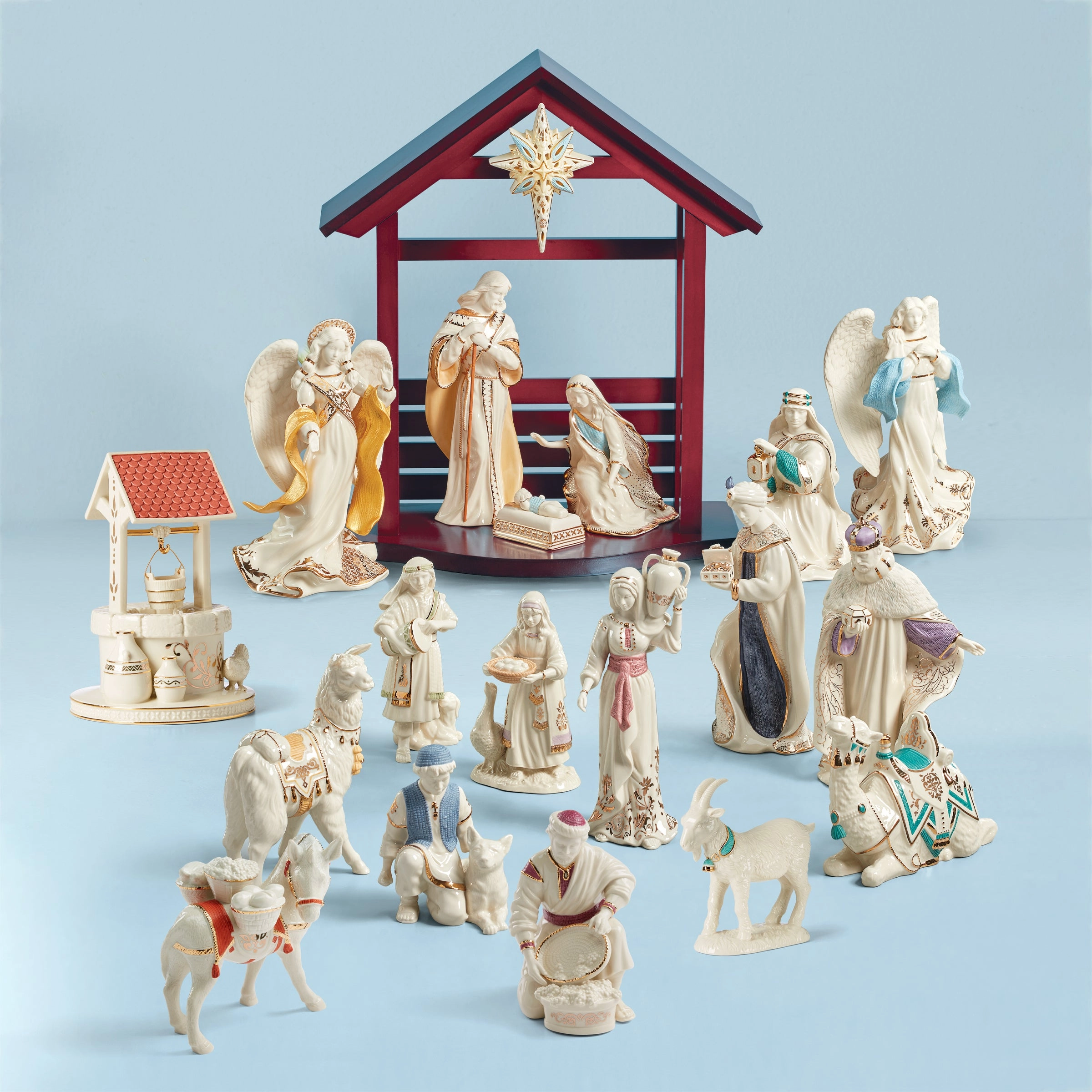 First Blessing Nativity Town Water Well Figurine