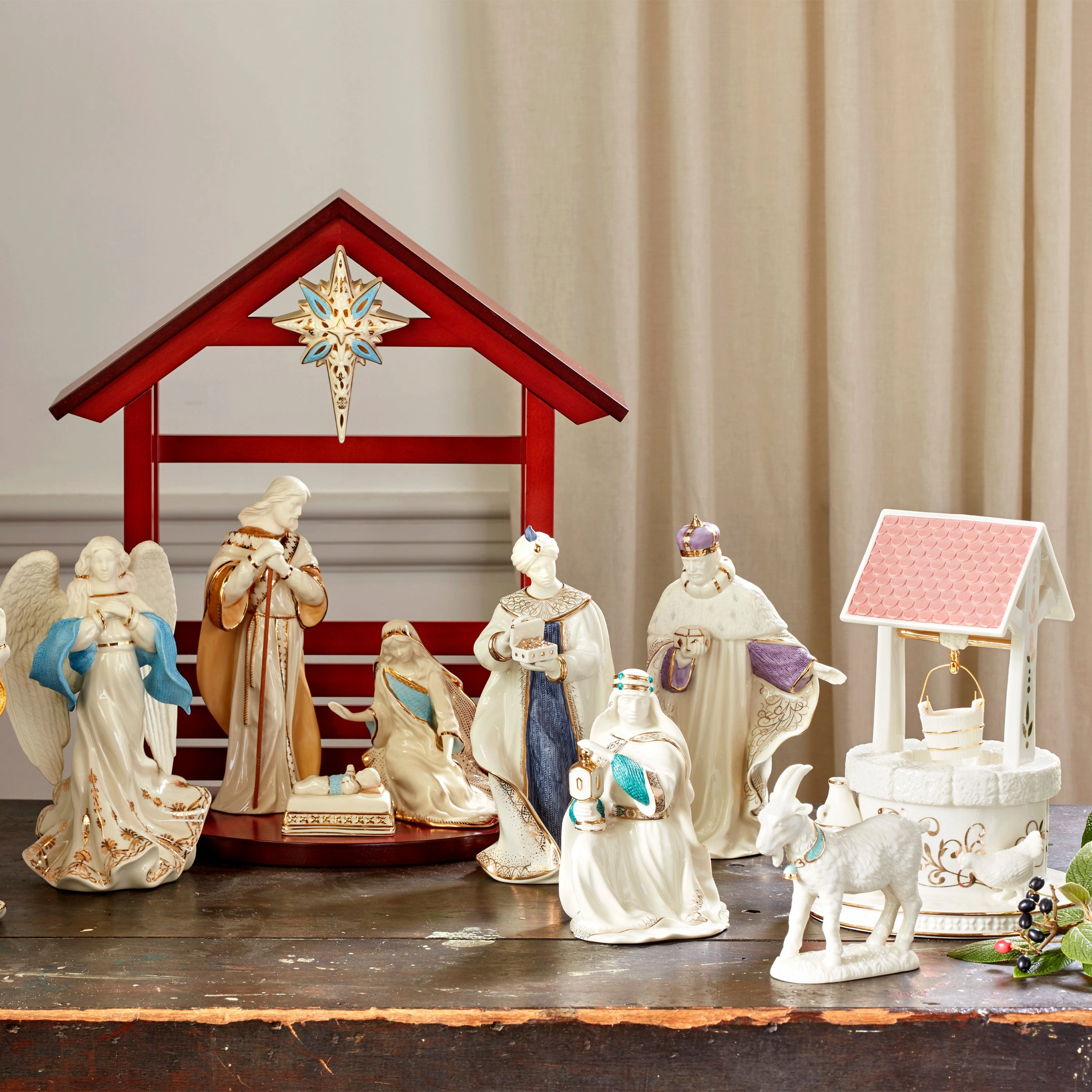 First Blessing Nativity Town Water Well Figurine