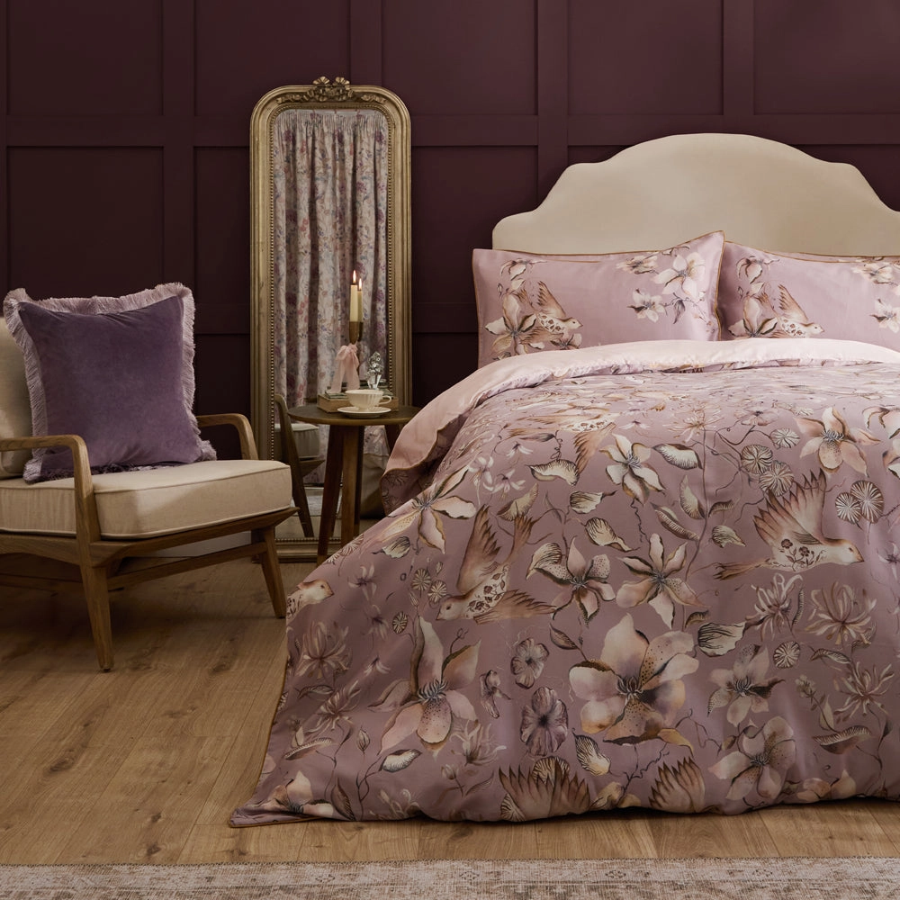 Floella Printed Duvet Cover Set Purple
