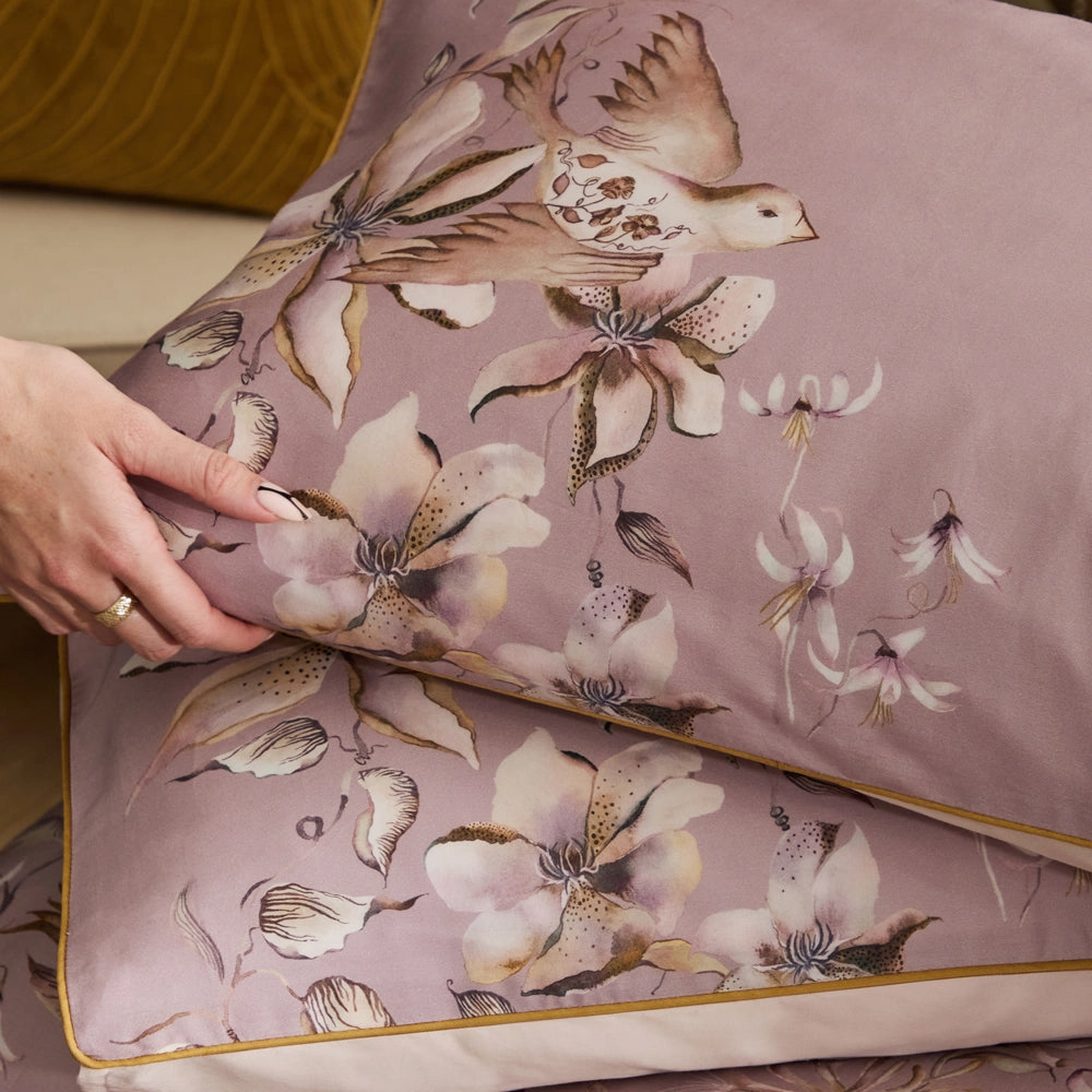 Floella Printed Duvet Cover Set Purple