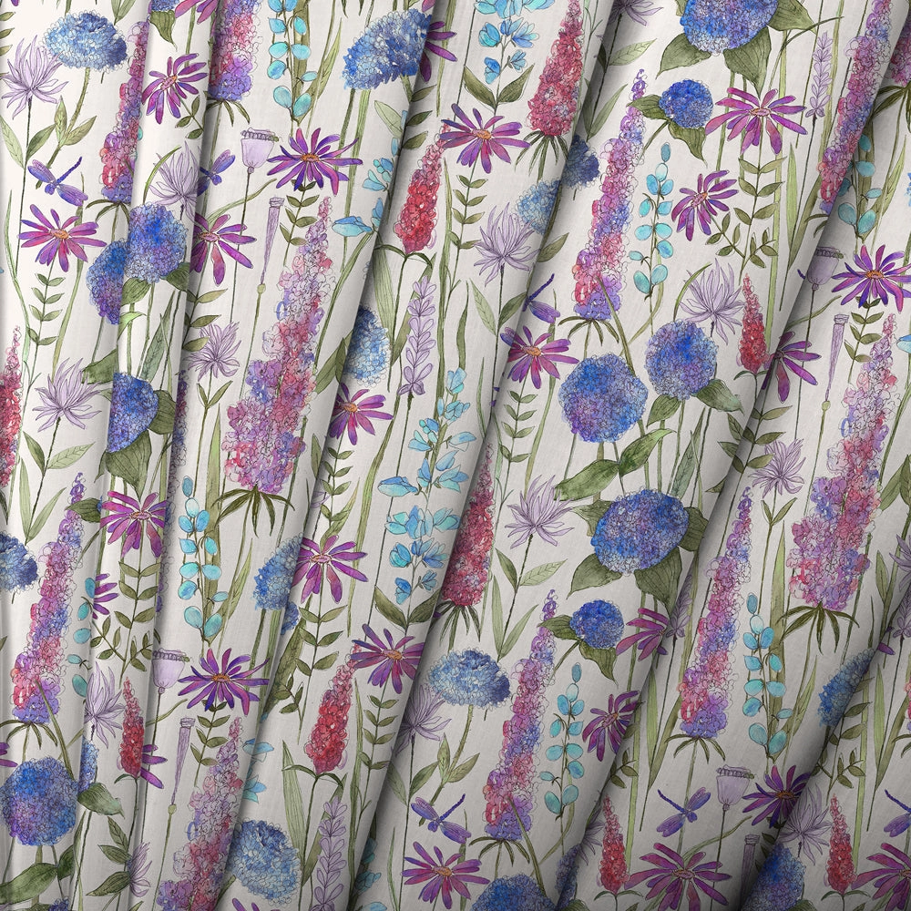 Florabunda Ecru Printed Made to Measure Curtains Bluebell