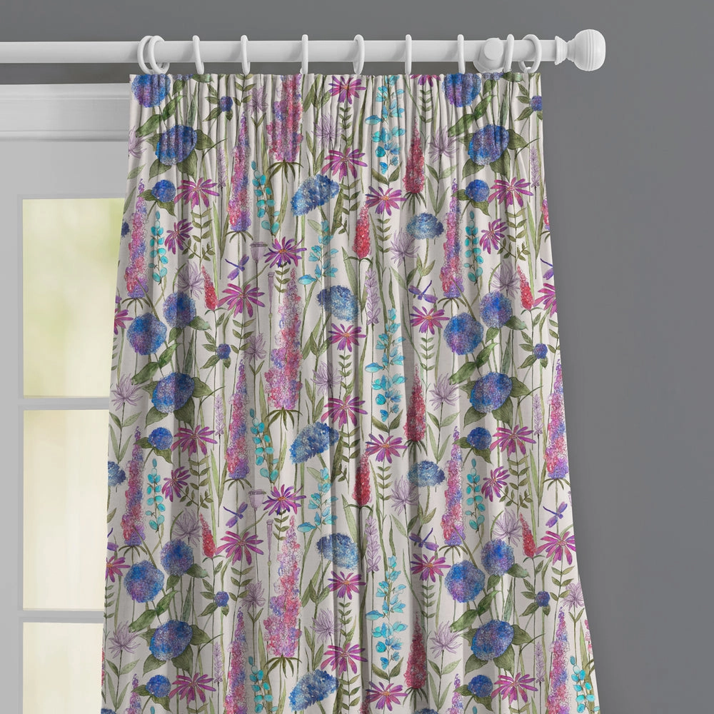 Florabunda Ecru Printed Made to Measure Curtains Bluebell
