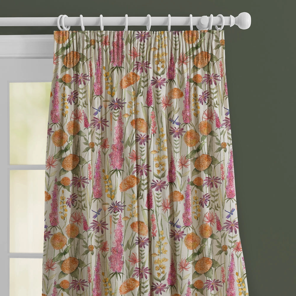 Florabunda Linen Printed Made to Measure Curtains Russet