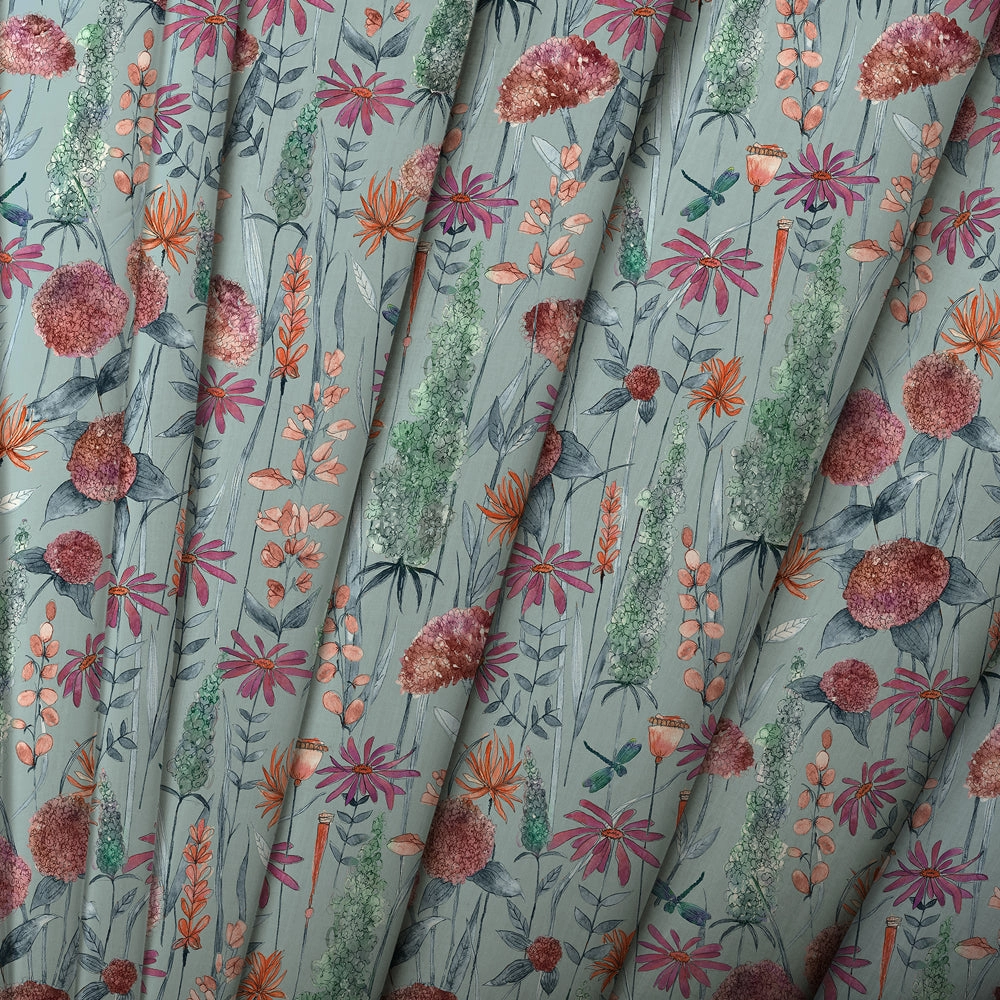 Florabunda Printed Cotton Made to Measure Roman Blinds Cornflower Blue