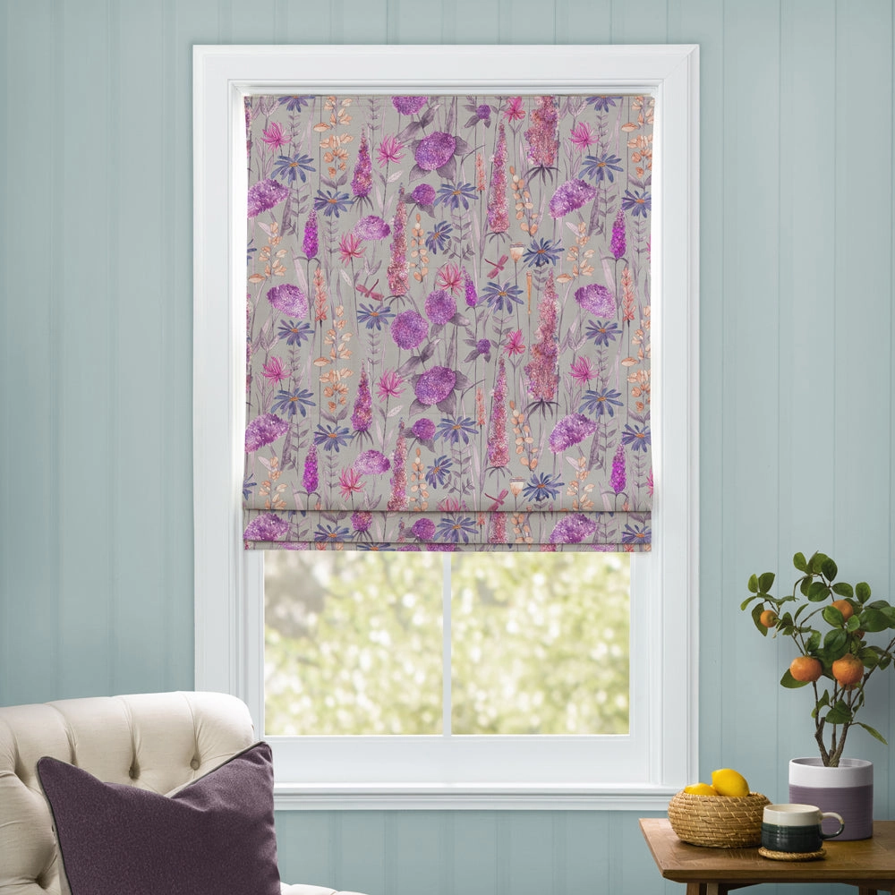 Florabunda Printed Cotton Made to Measure Roman Blinds Fuchsia Pink