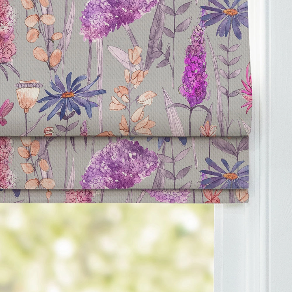 Florabunda Printed Cotton Made to Measure Roman Blinds Fuchsia Pink