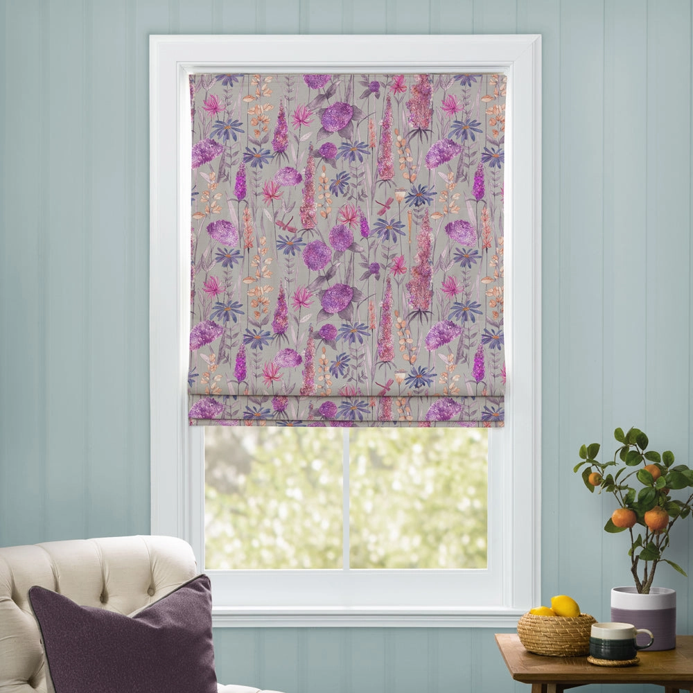 Florabunda Printed Cotton Made to Measure Roman Blinds Fuchsia Pink