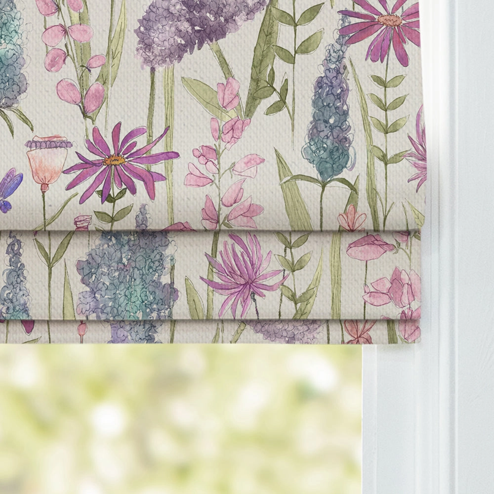 Florabunda Printed Cotton Made to Measure Roman Blinds Verde/Cream