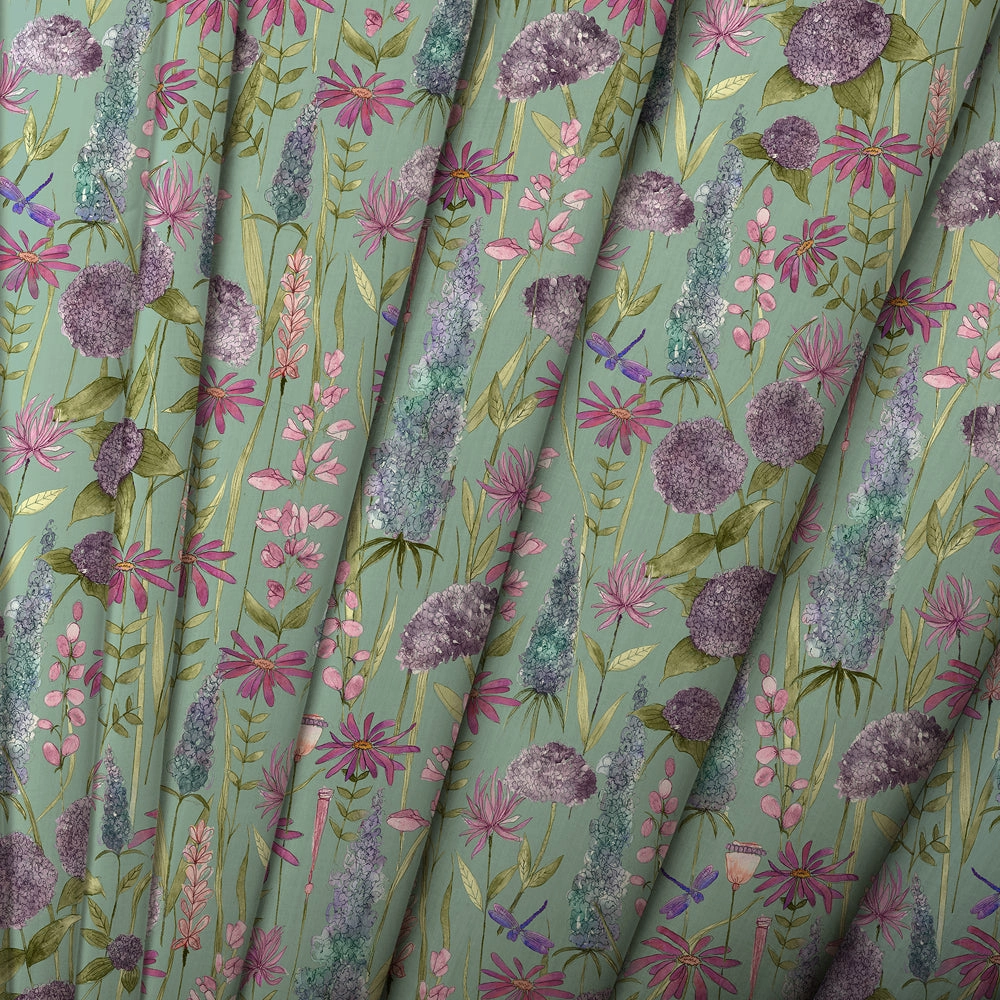 Florabunda Printed Cotton Made to Measure Roman Blinds Verde Green