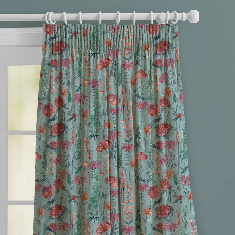 Florabunda Printed Made to Measure Curtains Cornflower
