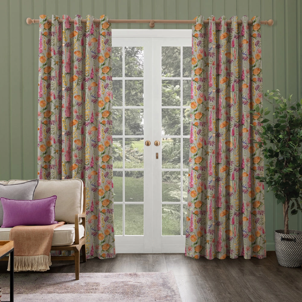 Florabunda Printed Made to Measure Curtains Russet