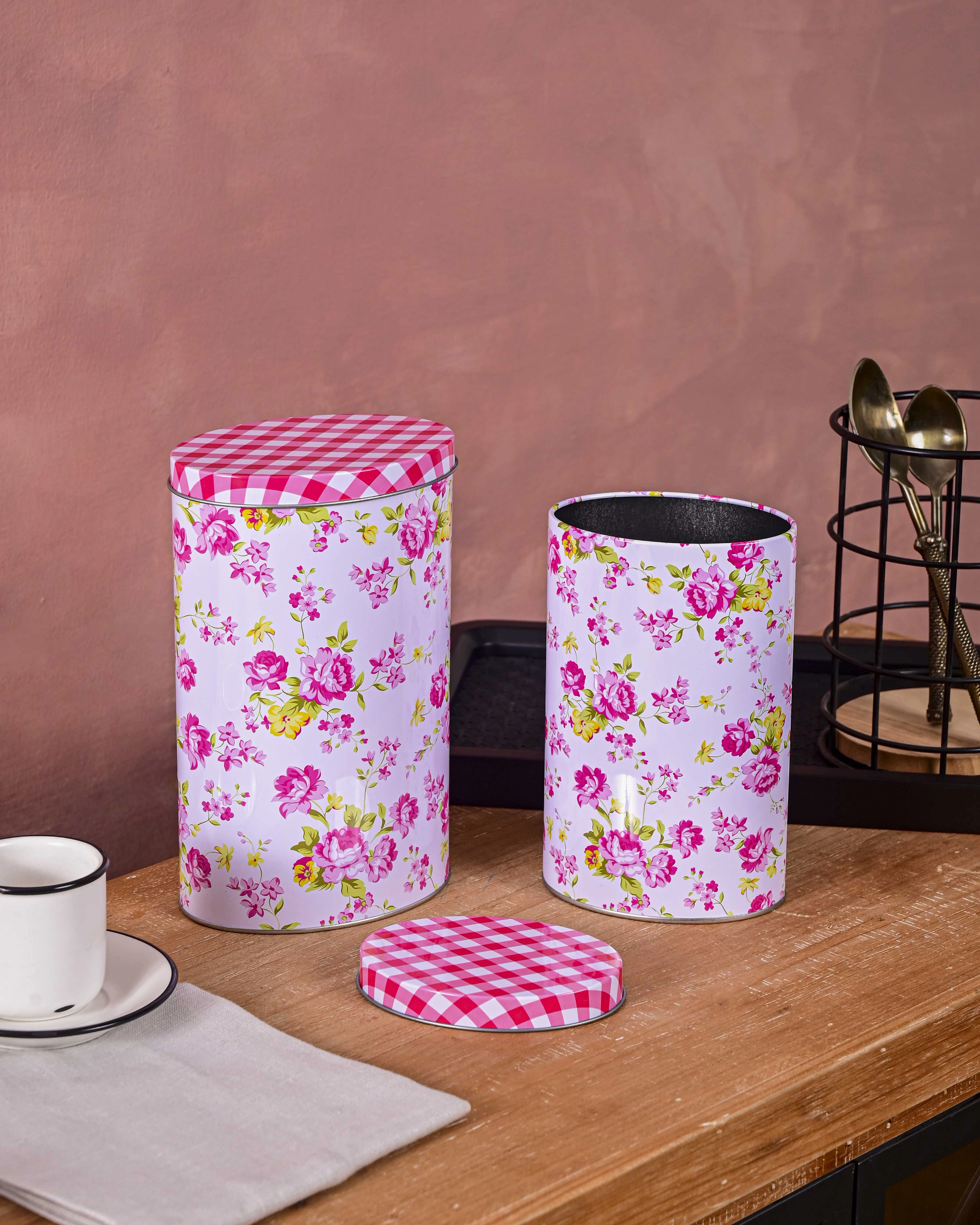 Floral Charm Storage Canisters - Set Of 2modern kitchen decor ,kitchen dinner set ,dinnerware 