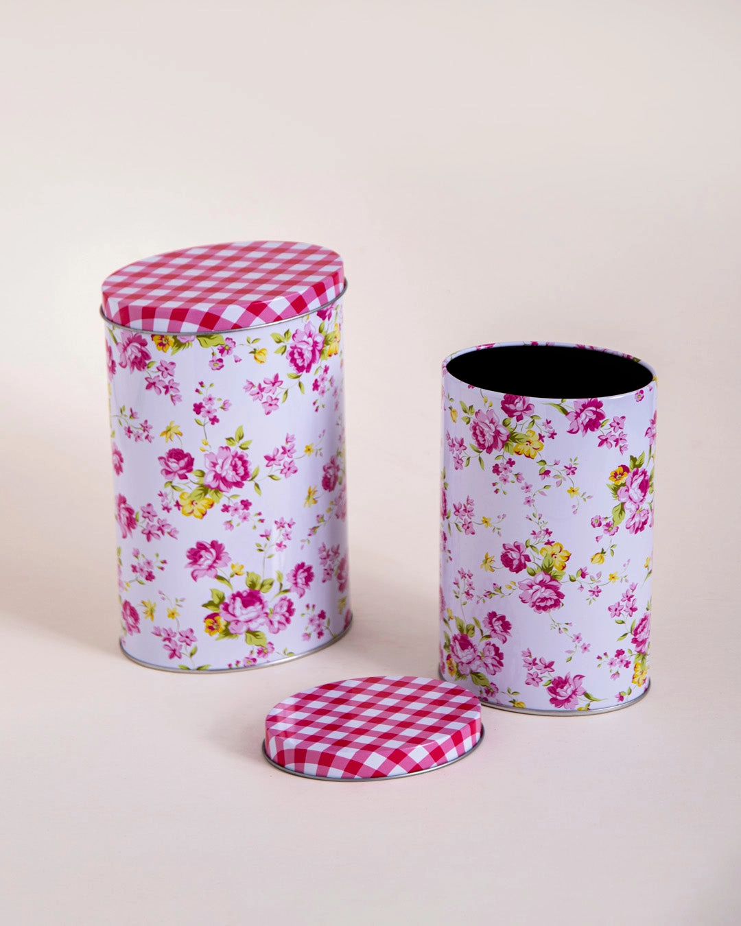 Floral Charm Storage Canisters - Set Of 2