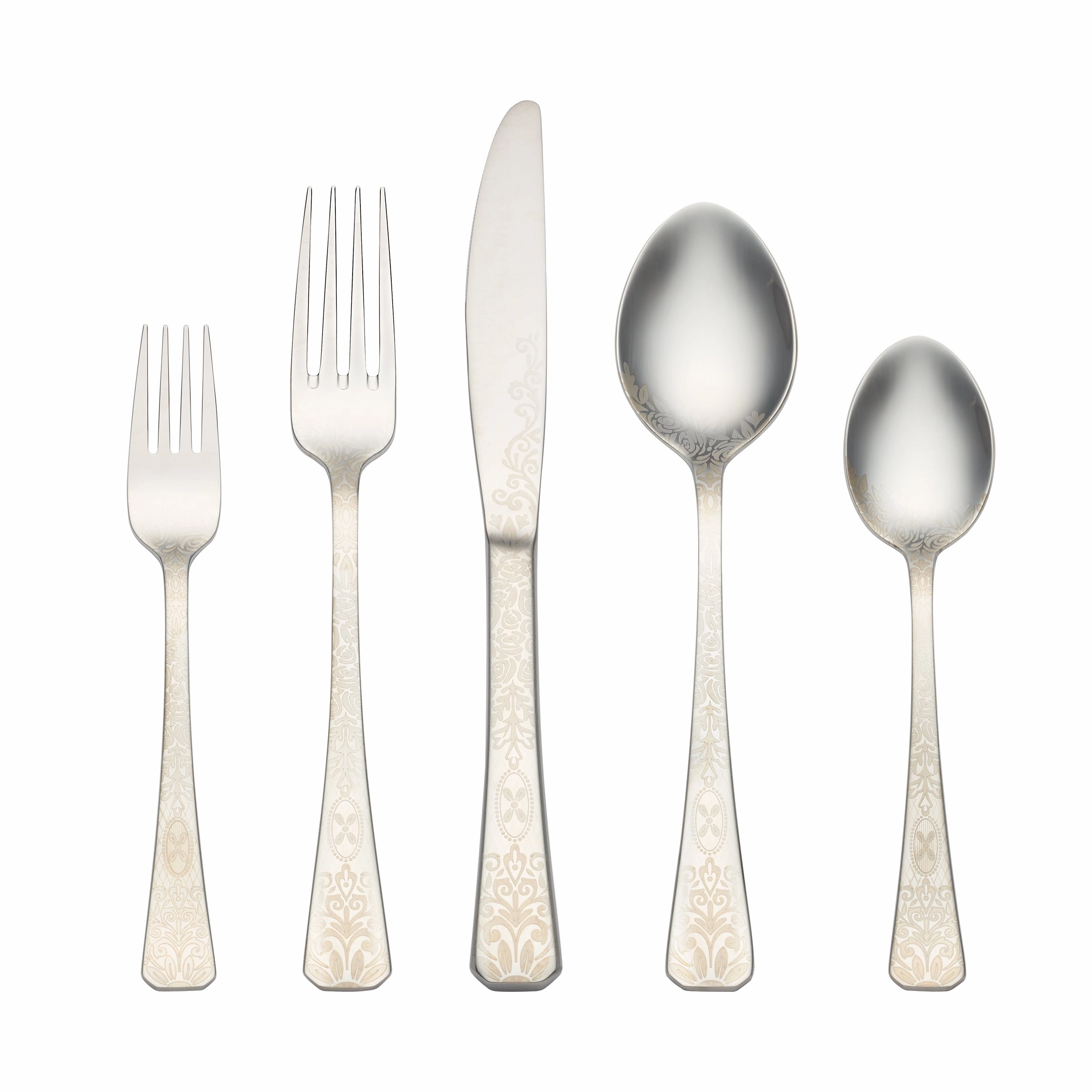 Floral Etch 30 Piece Flatware Kiteco-friendly bamboo fiber tableware set 