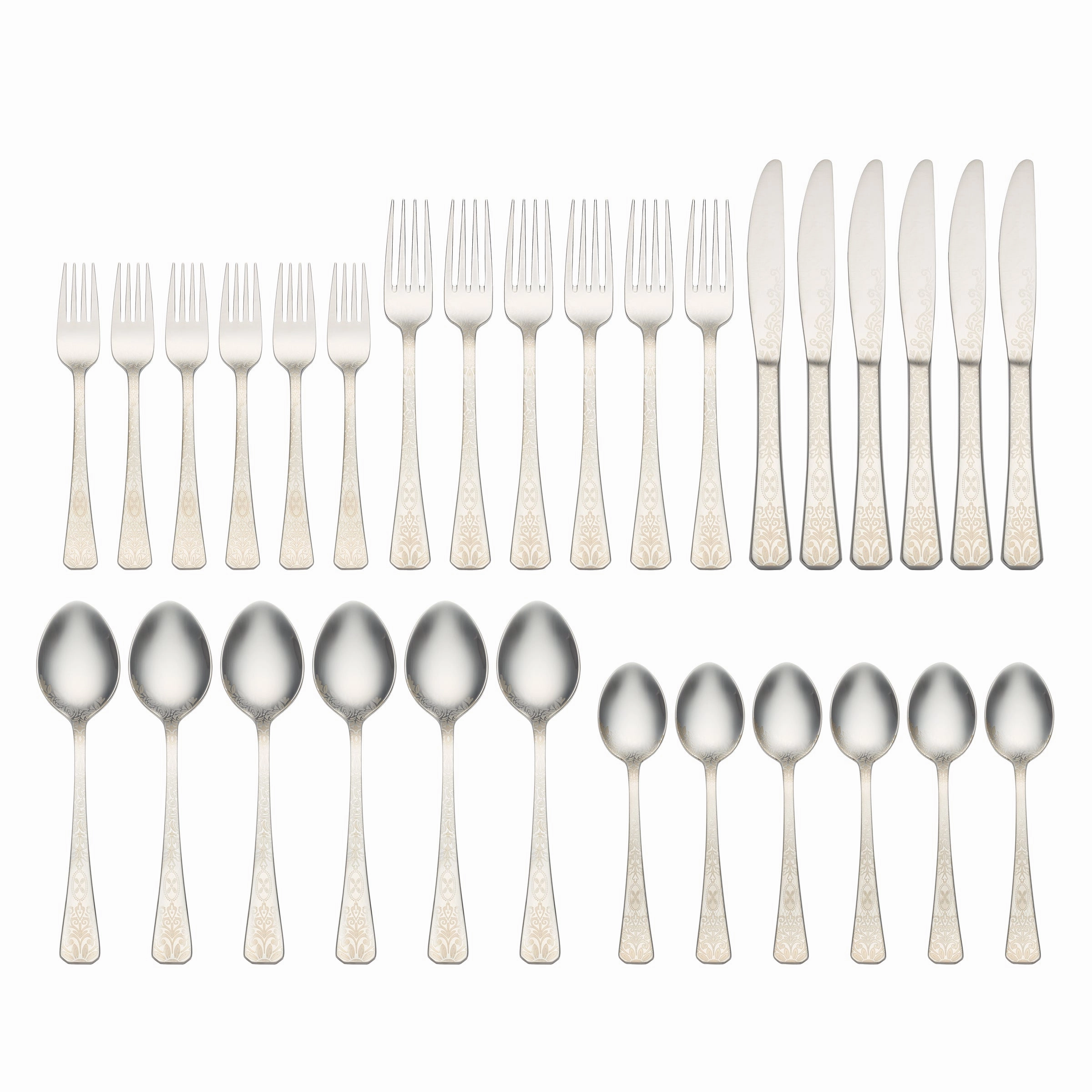 Floral Etch 30 Piece Flatware Kit