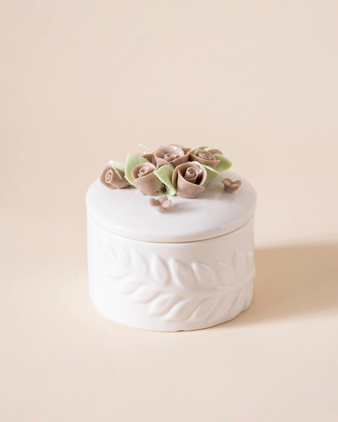 Floral Harmony Trinket Keeper - Brown
