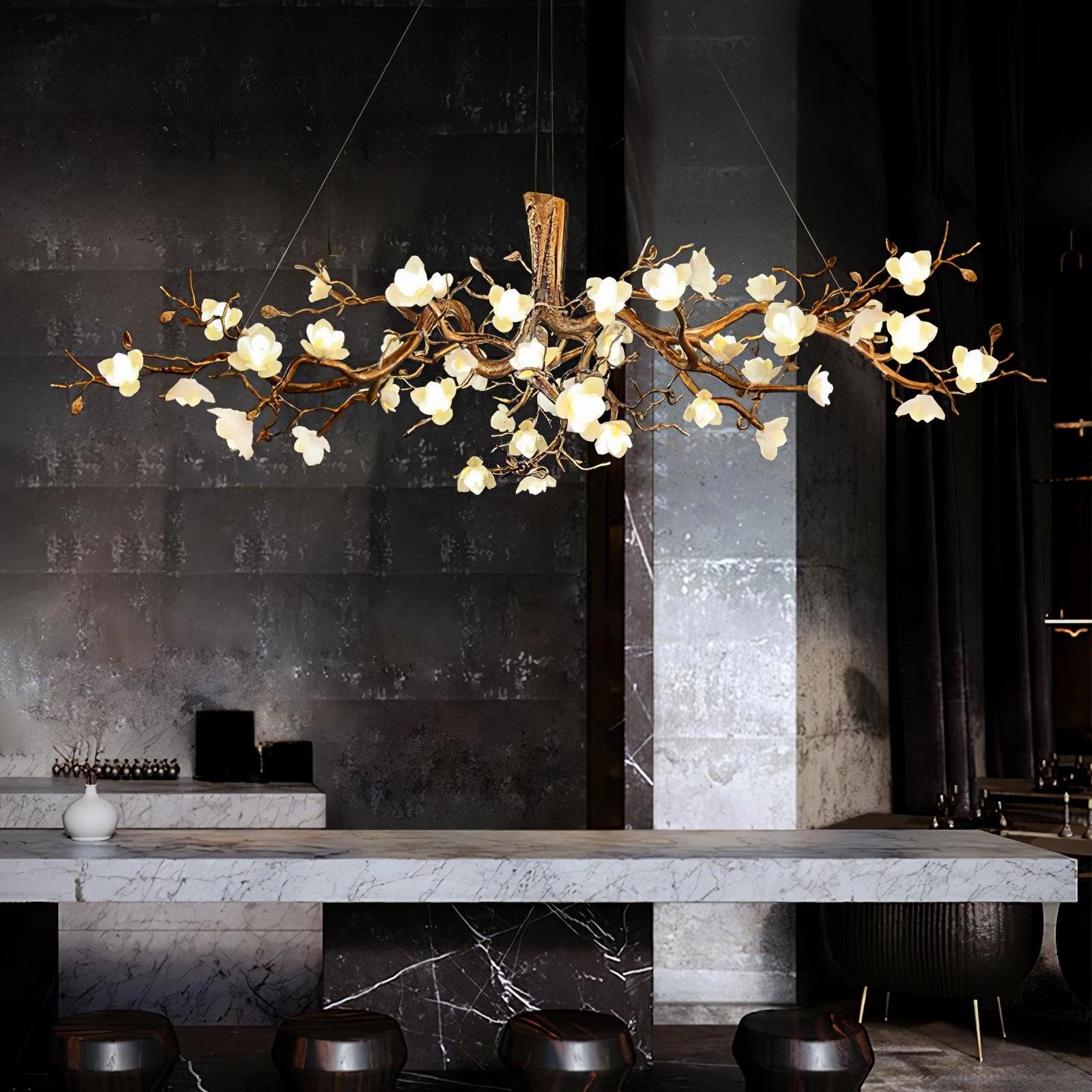 Flower Bloom Branch Brass Chandelier
