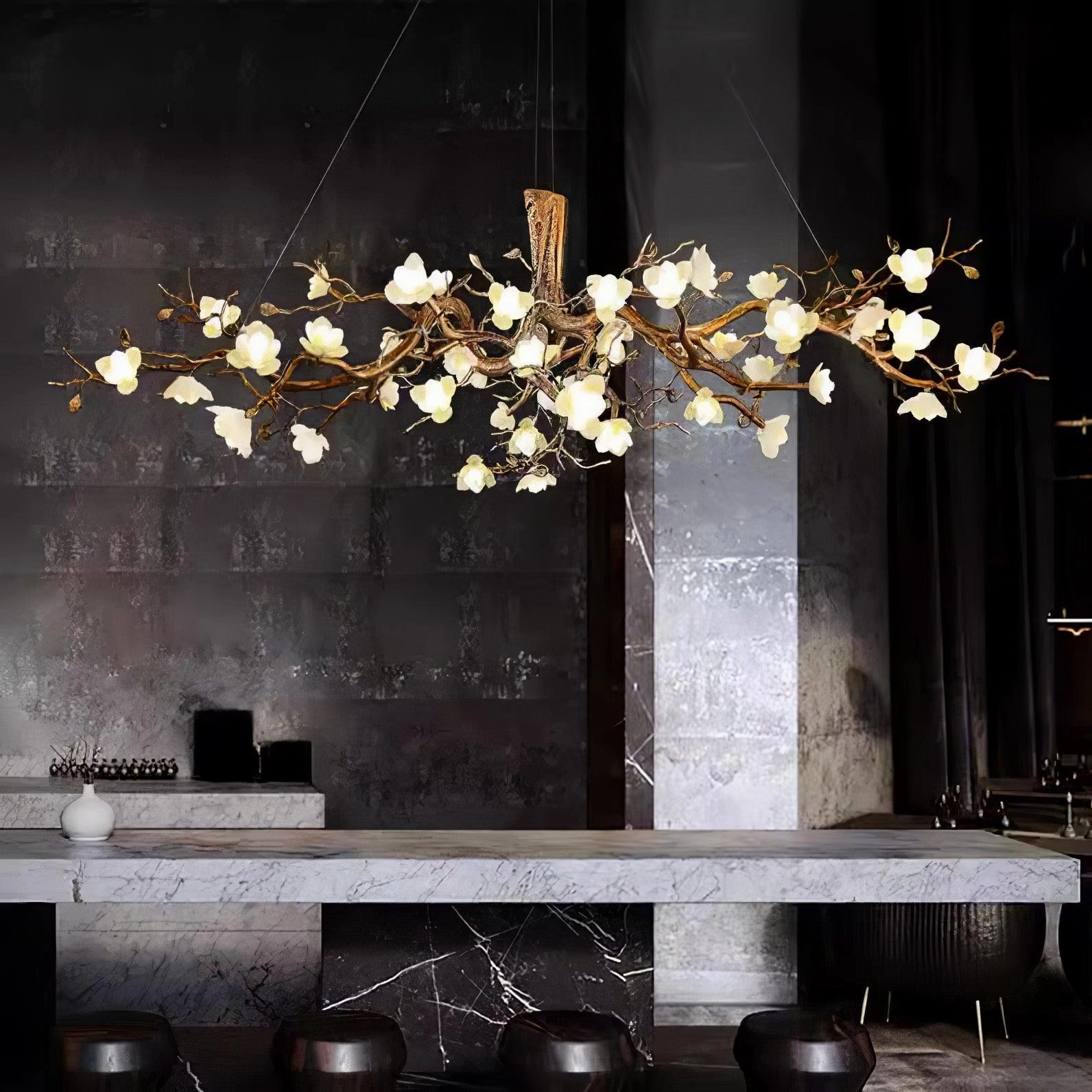 Flower Bloom Branch Brass Chandelier