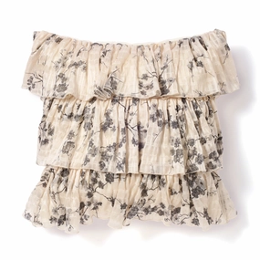 Flower Frill Cushion Cover 450 X 450 Ivory X Blackbedding sets ,throw blankets 