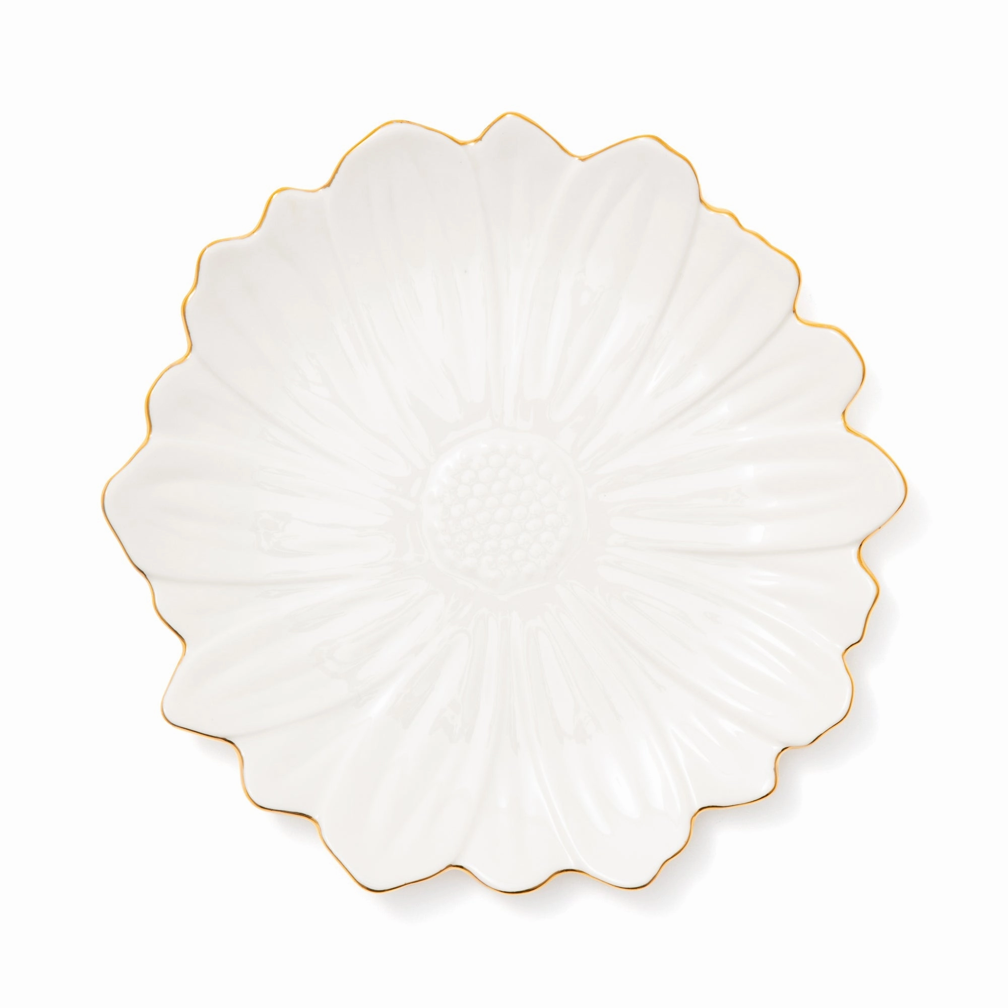 Flower Motif Plate Medium Whitehand-painted ceramic bowl
