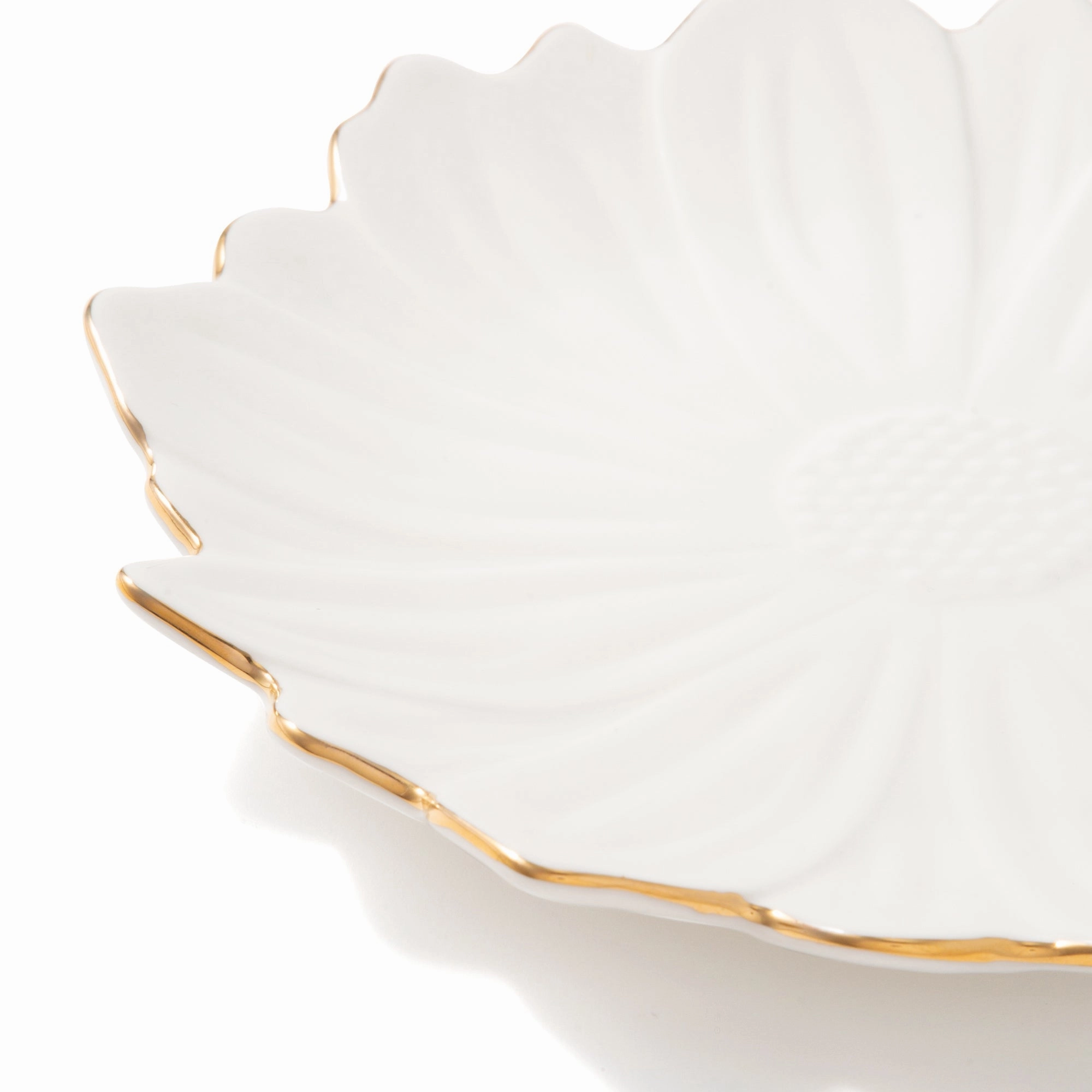 Flower Motif Plate Medium White