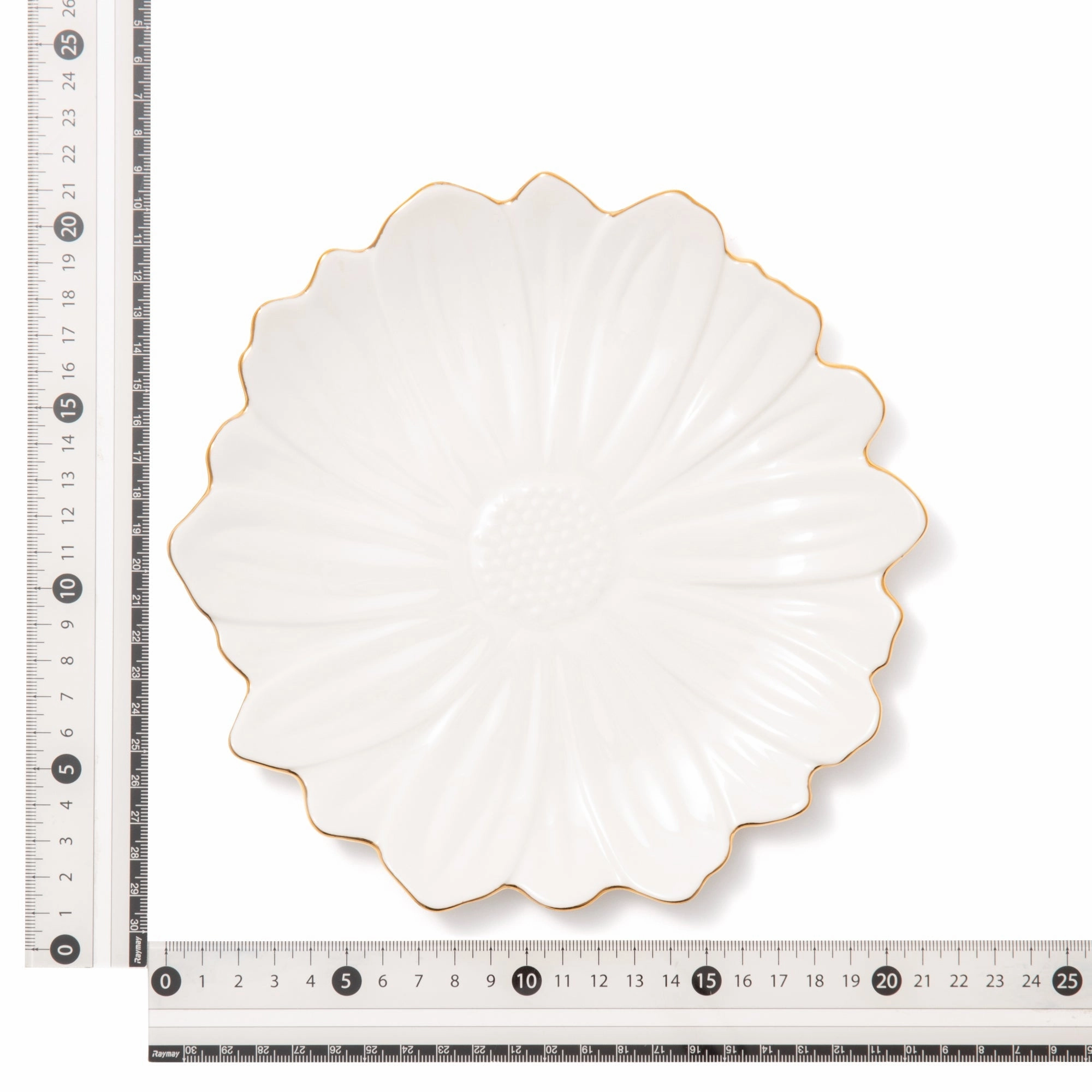 Flower Motif Plate Medium White