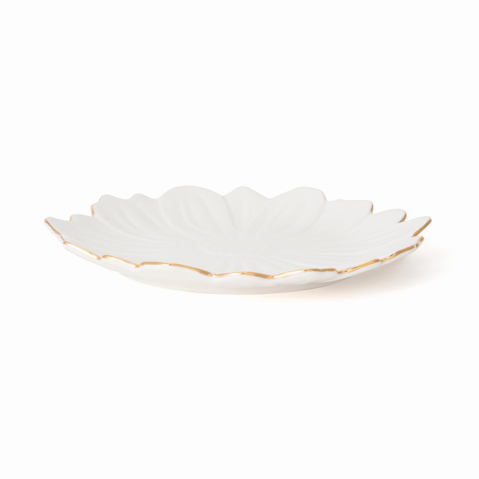 Flower Motif Plate Medium White