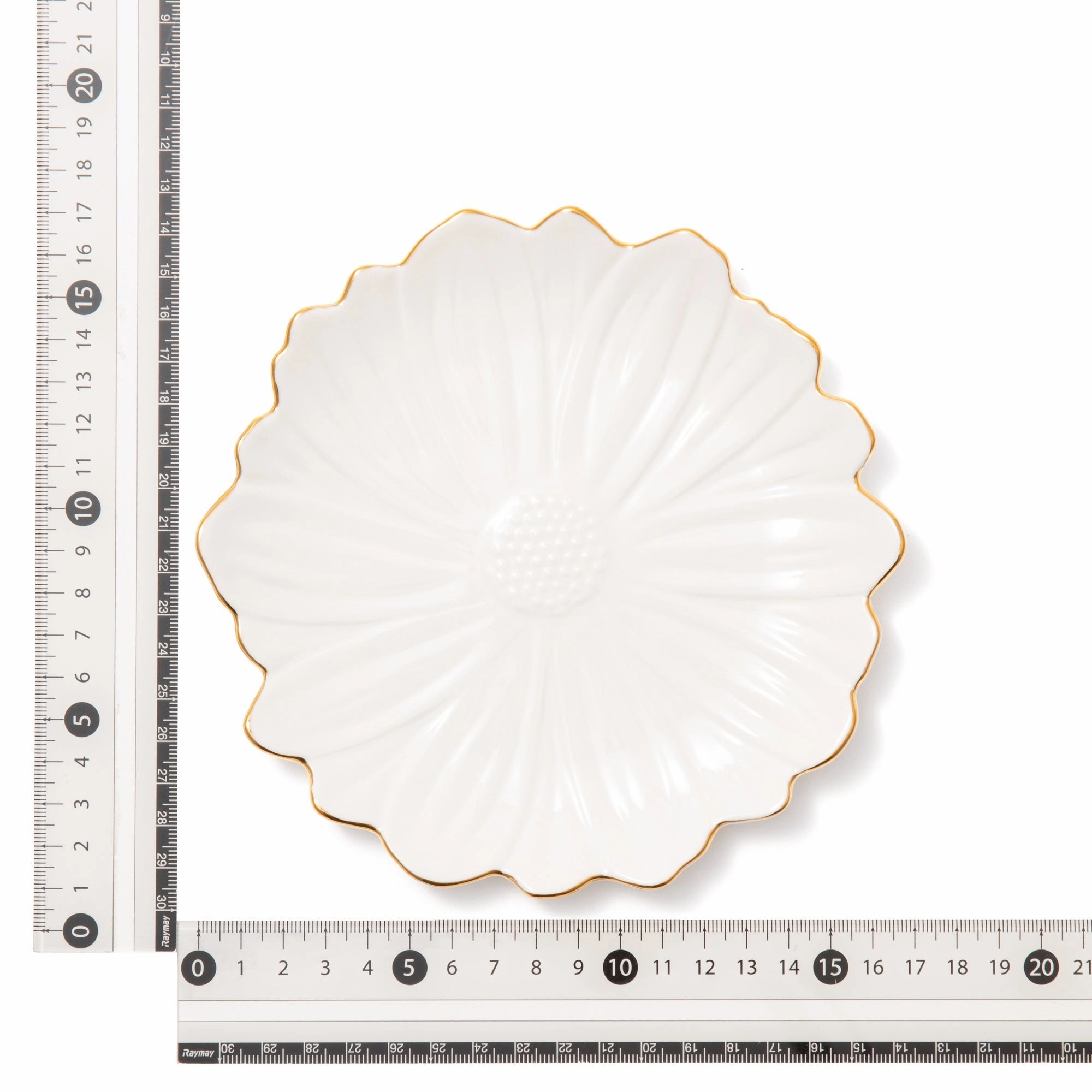 Flower Motif Plate Small White