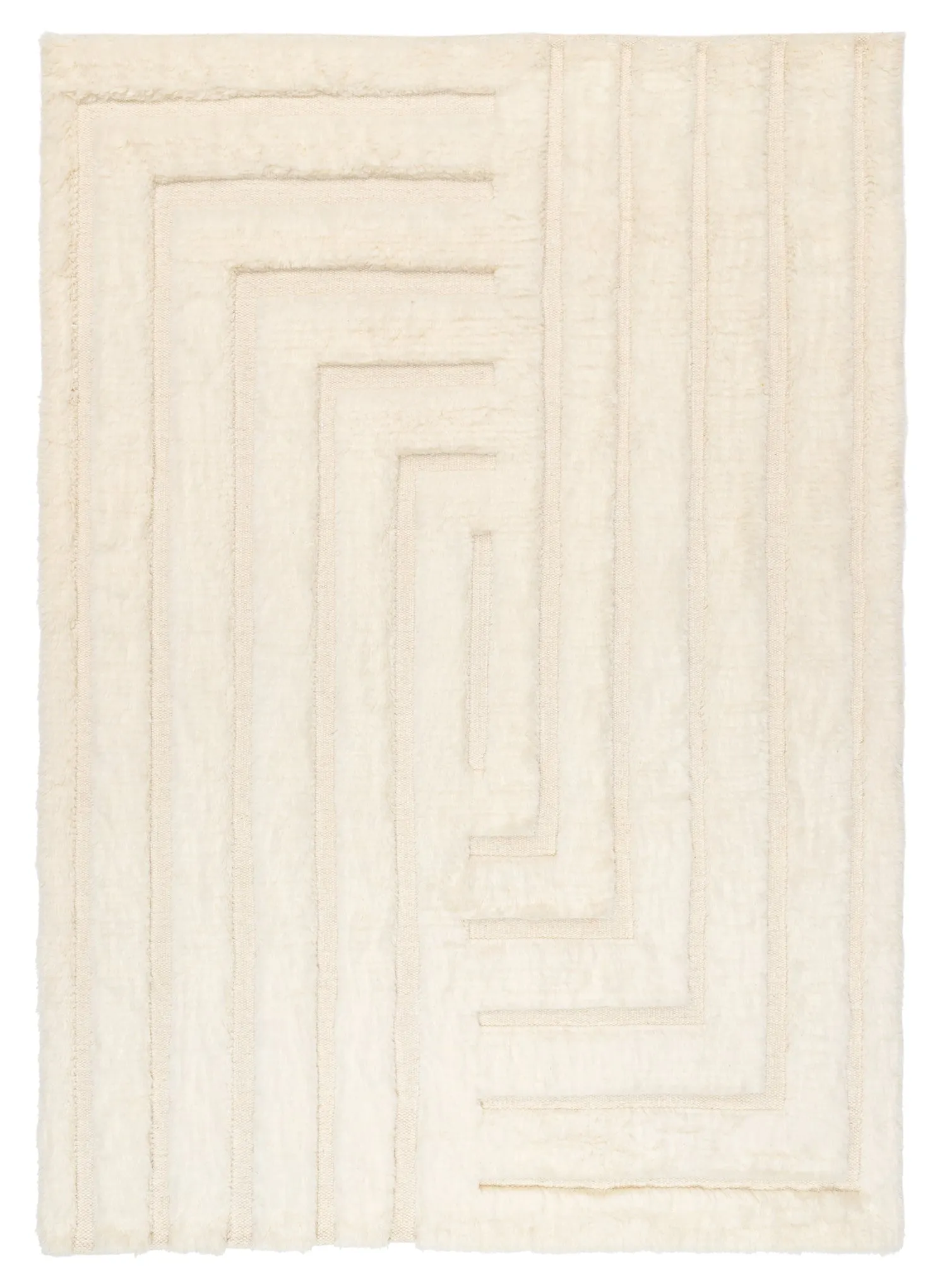 Fontana Ivory Abstract Textured Wool Rugmodern color block patchwork rug