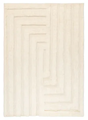 Fontana Ivory Abstract Textured Wool Rugmodern color block patchwork rug