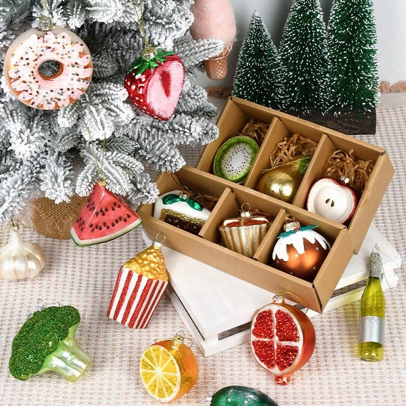Food & Vegetable Christmas Glass Baubles