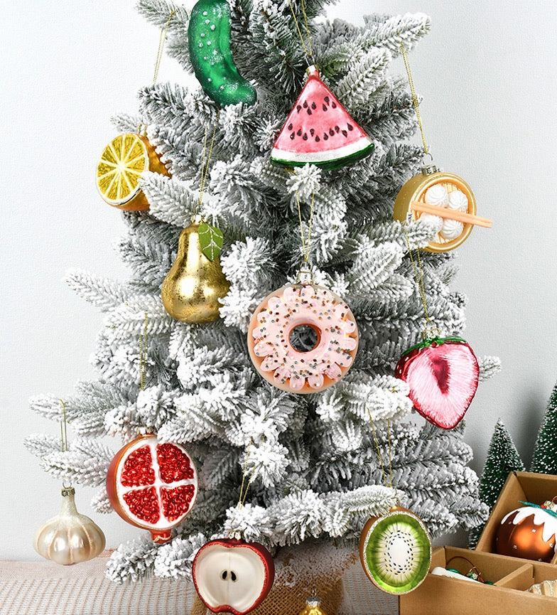 Food & Vegetable Christmas Glass Baubles