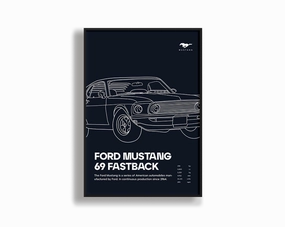 Ford Mustang 69 Fastback 02 Navymodern abstract painting decor