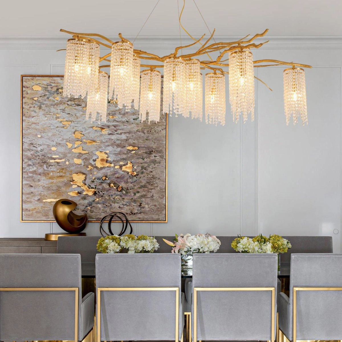 Forest Dawn Brass Chandelier