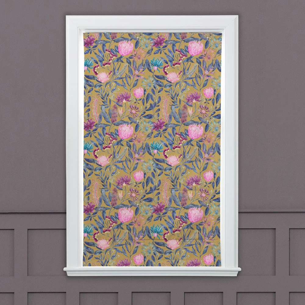 Fortazela Printed Cotton Made to Measure Roman Blinds Gold