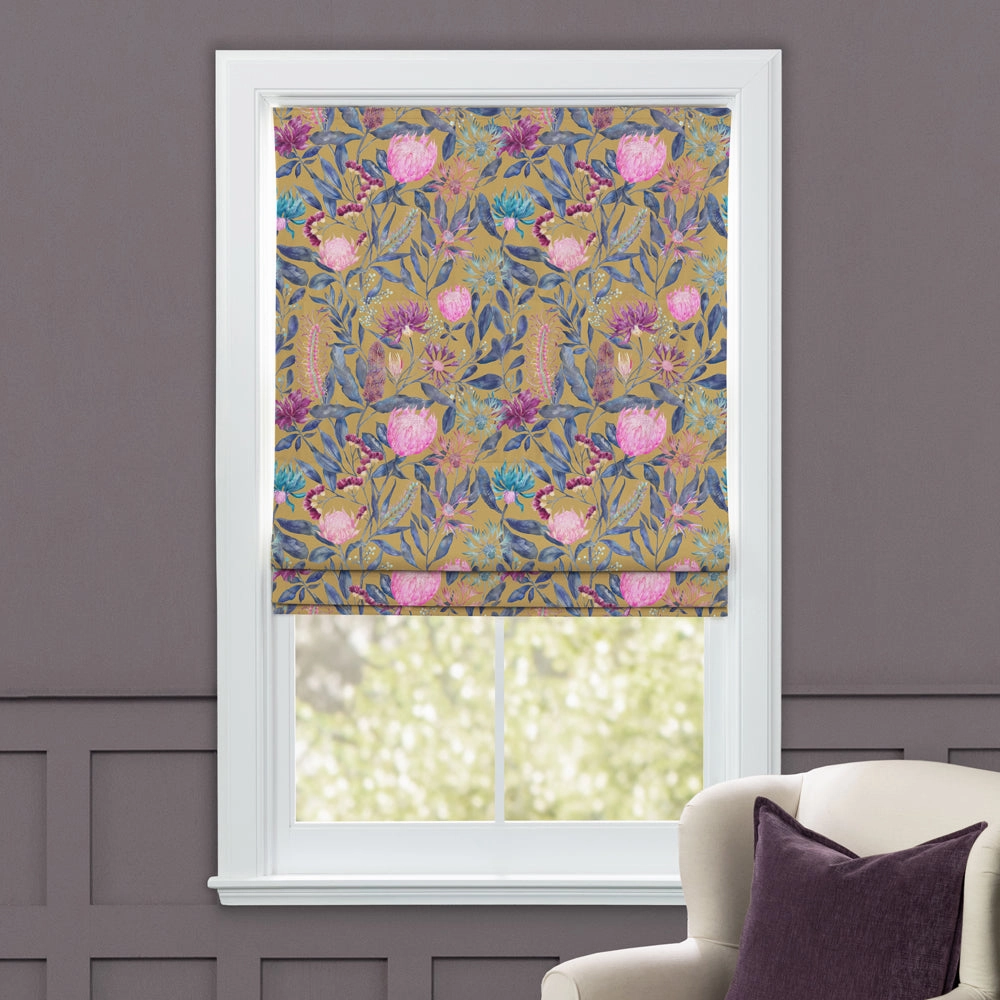 Fortazela Printed Cotton Made to Measure Roman Blinds Gold