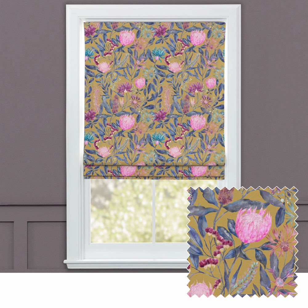 Fortazela Printed Cotton Made to Measure Roman Blinds Goldbedding sets ,throw blankets 