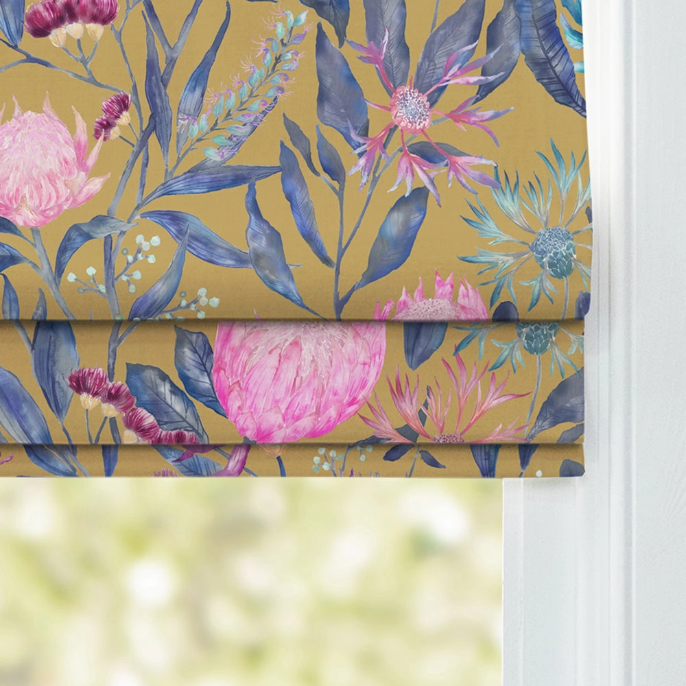Fortazela Printed Cotton Made to Measure Roman Blinds Gold