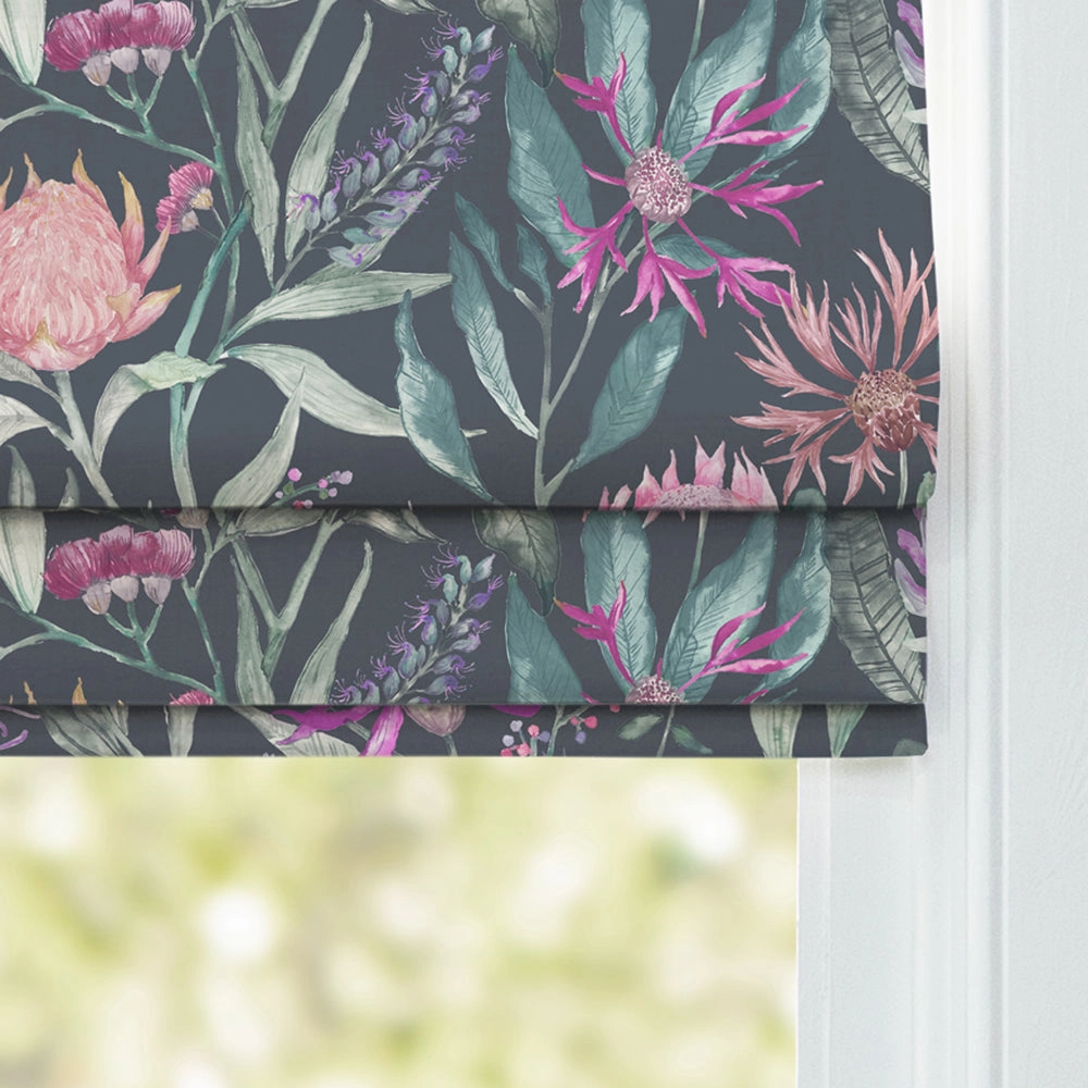Fortazela Printed Cotton Made to Measure Roman Blinds Onyx