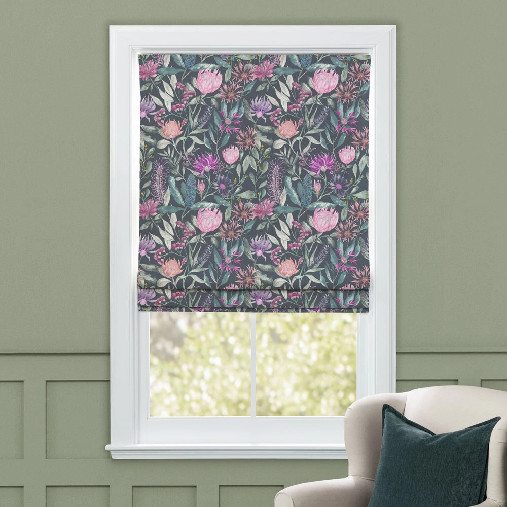 Fortazela Printed Cotton Made to Measure Roman Blinds Onyx