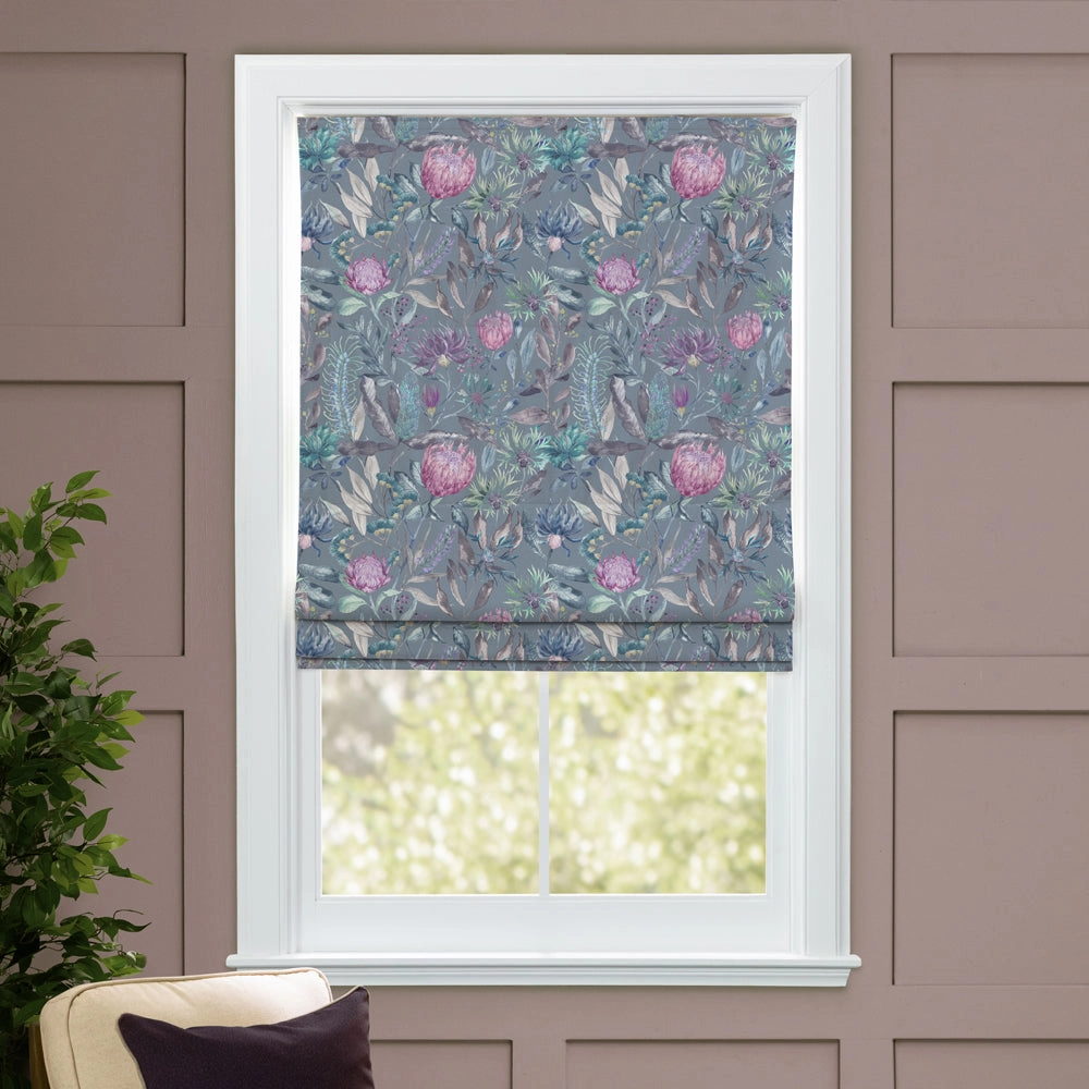 Fortazela Printed Cotton Made to Measure Roman Blinds Storm