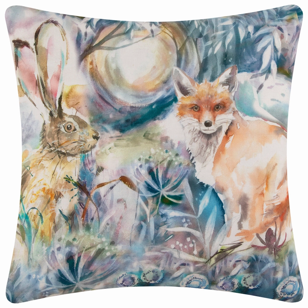 Fox And Hare Outdoor Cushion True Blue