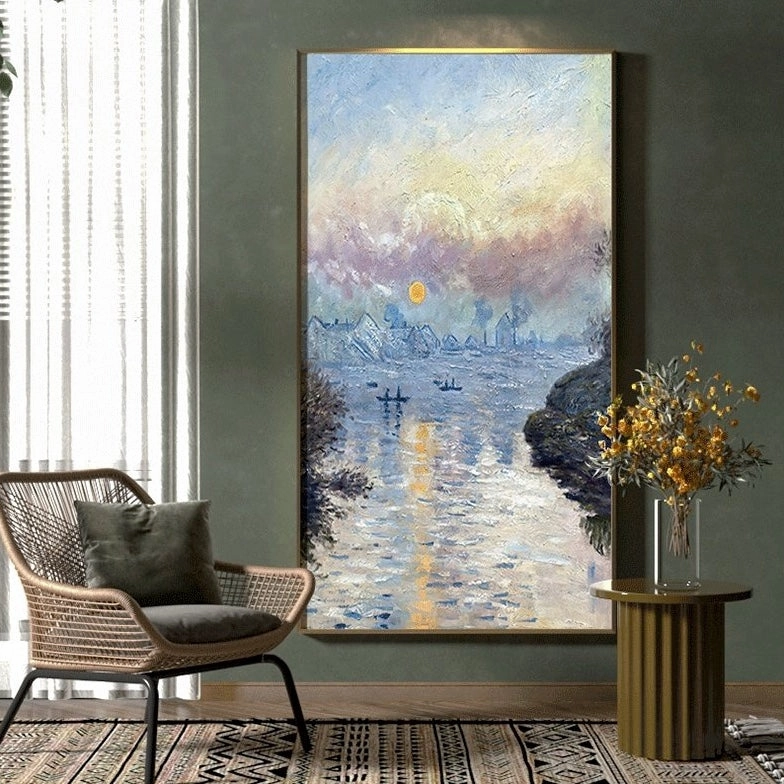 Framed Claude Monet Art Print: Sunset on the Seine at Lavacourt